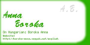 anna boroka business card